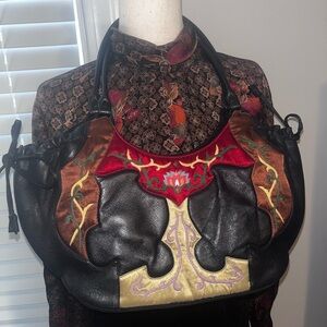 Embroidered vintage Black and Red Women's Bag